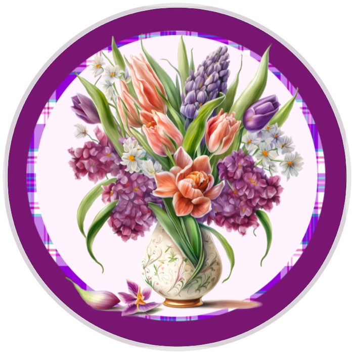 10 Purple Tulip Floral Vase Sign, Wreath Sign, Home Decor, Metal Sign, The Ritzy Cactus