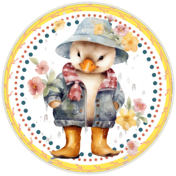 10 Raincoat Duck Sign, Wreath Sign, Home Decor, Metal Sign, The Ritzy Cactus