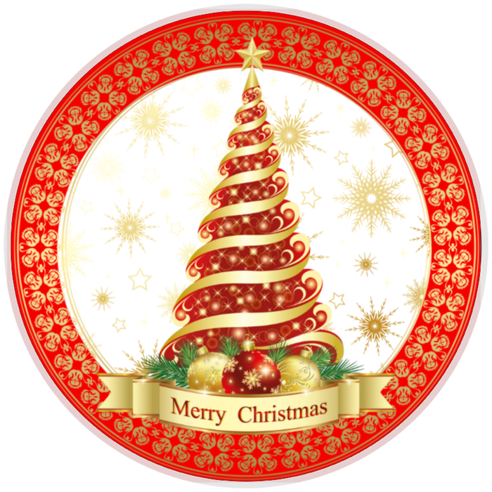 10” Red Gold Merry Christmas Wreath Sign, Home Decor, Aluminum, The Ritzy Cactus