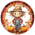 10 Red Plaid Scarecrow Sign, Wreath Sign, Metal Sign, Home Decor