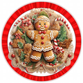 10” Red Striped Gingerbread Sign, Metal Wreath Sign Home Decor, Aluminum, The Ritzy Cactus