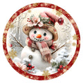 10 Red Woodland Snowman Sign, Wreath Metal Sign, Home Decor