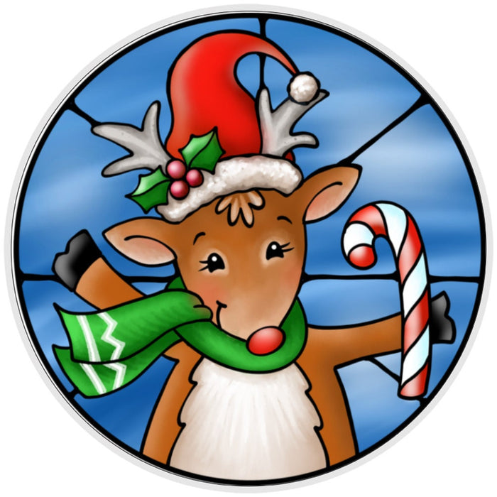 10 Reindeer Stained Glass Look Metal Sign, Wreath Sign, Home Decor