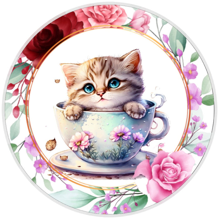 10 Rose Kitten Sign, Wreath Sign, Home Decor