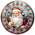 10 Rustic Santa Stained Glass Look Sign, Metal Wreath Sign, Home Decor