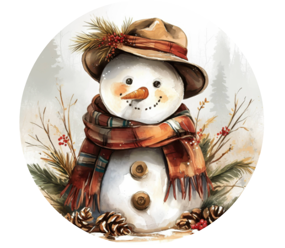 10” Rustic Snowman Winter Sign, Metal Wreath Sign, Home Decor, Wreath Sign