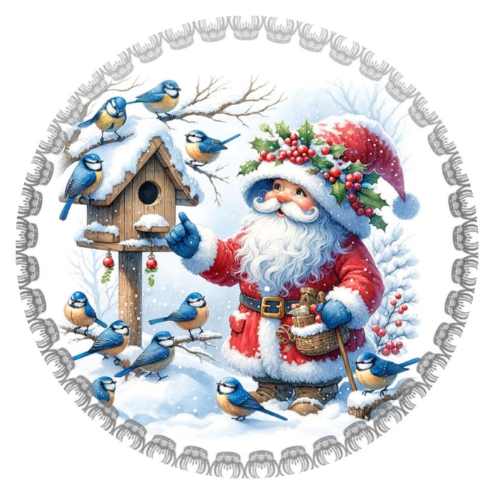 10 Santa Bird Christmas Sign, Wreath Sign, Home Decor, Metal Sign