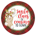 10 Santa Claus Is Coming To Town Christmas Wreath Sign, Metal Wreath Sign, Home Decor