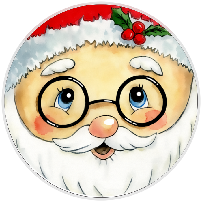 10” Santa Face Sign, Home Decor, Aluminum, The Ritzy Cactus
