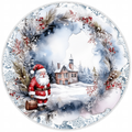 10” Santa House Christmas Wreath Sign, Home Decor, Aluminum Metal, The Ritzy Cactus