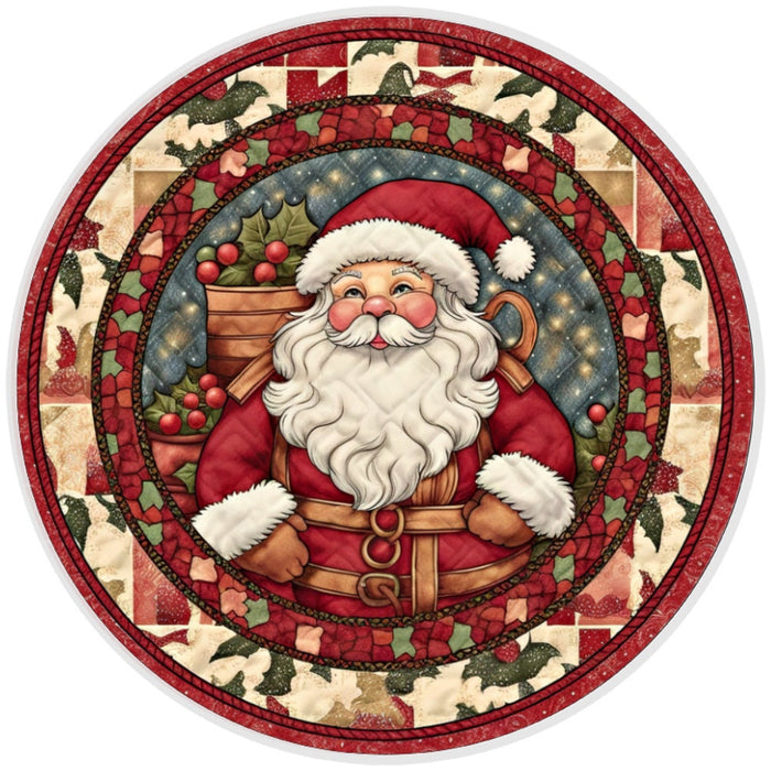 10 Santa Quilted Look Christmas Sign, Metal Wreath Sign, Home Decor, The Ritzy Cactus, Gift
