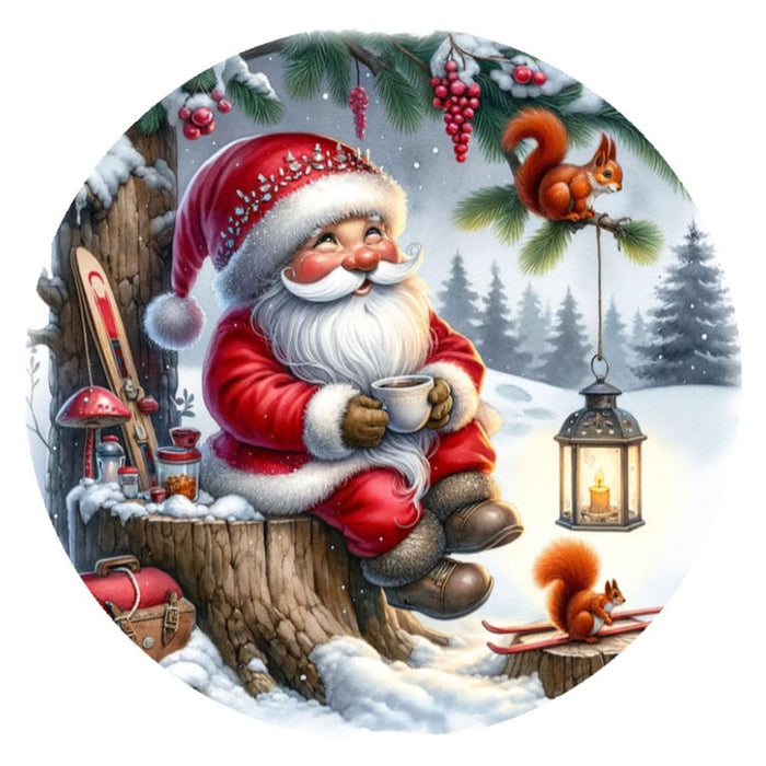 10 Santa Ski Christmas Sign, Wreath Sign, Home Decor, Metal Sign
