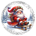 10 Santa Sledding Christmas Sign, Wreath Sign, Home Decor, Metal Sign