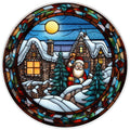 10 Santa  Stained Glass Look Wreath Sign, Metal Wreath Sign, Home Decor