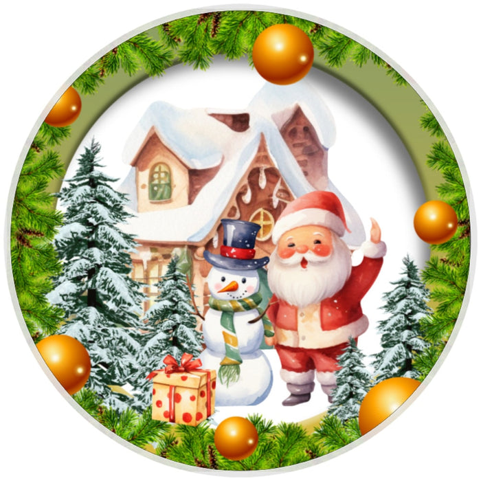 10 Santa Welcome Christmas Sign, Wreath Sign, Home Decor, Metal Sign