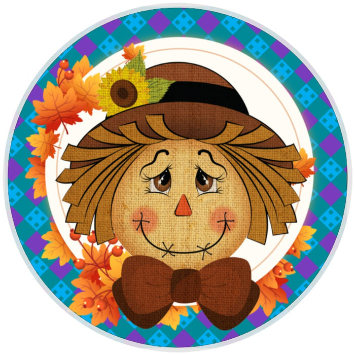 10 Scarecrow Plaid Leaves Sign, Wreath Sign, Home Decor