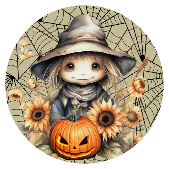 10 Scarecrow Web Halloween Sign, Wreath Sign, Metal Sign, Home Decor