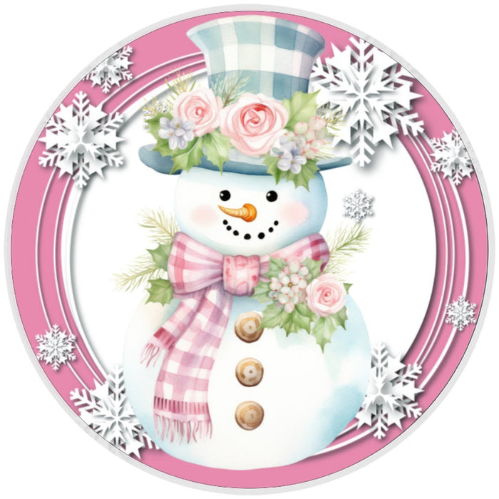 10 Shabby Chic Snowman Sign, Wreath Metal Sign, Home Decor