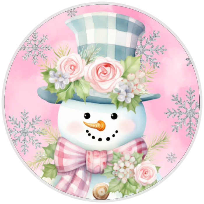 10” Shabby Chic Snowman Winter Sign, Home Decor, Aluminum, The Ritzy Cactus