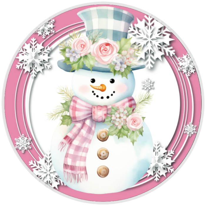 10” Shabby Chic Snowman  Wreath  Sign, Home Decor, Aluminum, The Ritzy Cactus