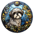 10 Shih Tzu Black White Stained Glass Look Sign, Metal Wreath Sign, Home Decor