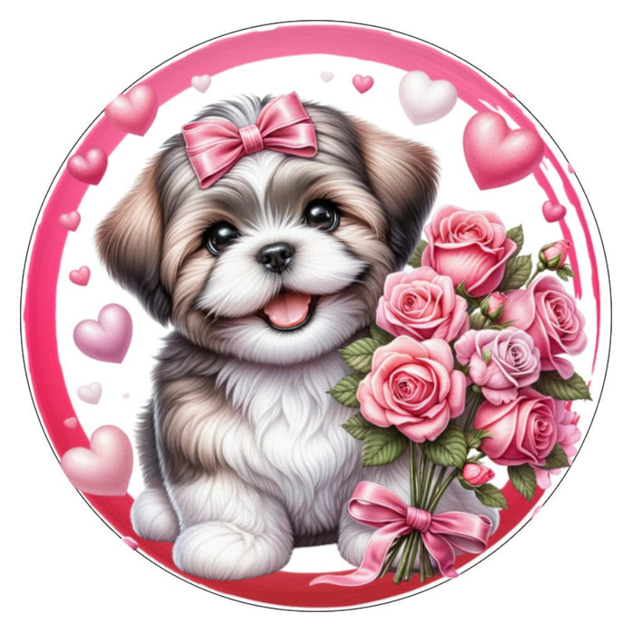 10 Shih Tzu Happy Valentine Sign, Wreath Sign, Home Decor