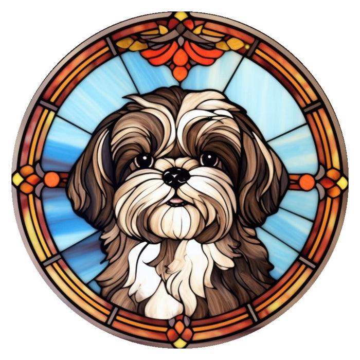 10 Shih Tzu Stained Glass Look Sign, Metal Wreath Sign, Home Decor