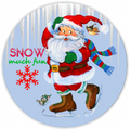 10” Skating  Santa  Wreath Sign, Home Decor, Aluminum, The Ritzy Cactus