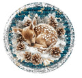 10 Sleeping Baby Deer Fawn Wreath Sign, Metal Wreath Sign, Home Decor, Winter Sign