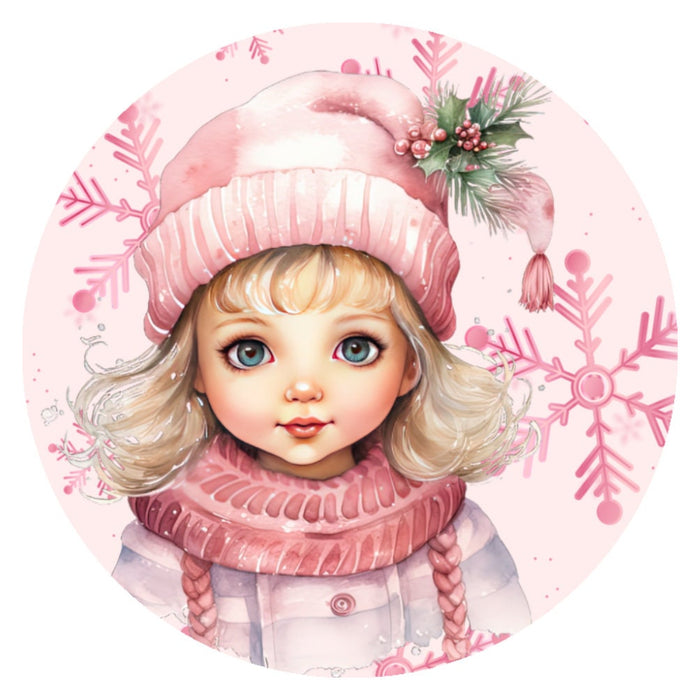 10 Snowflake Girl Winter  Sign, Wreath Sign, Home Decor