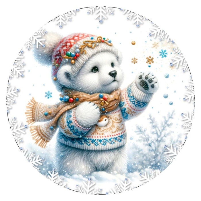 10 Snowflake Polar Bear Sign, Wreath Sign, Home Decor