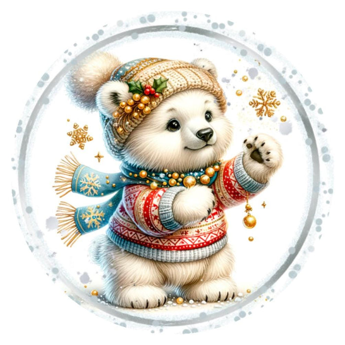 10 Snowflake Scarf Polar Bear Sign, Wreath Sign, Home Decor