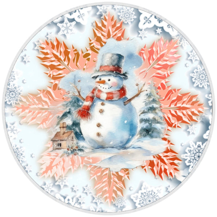 10 Snowflake Snowman Winter Sign, Metal Wreath Sign, Home Decor