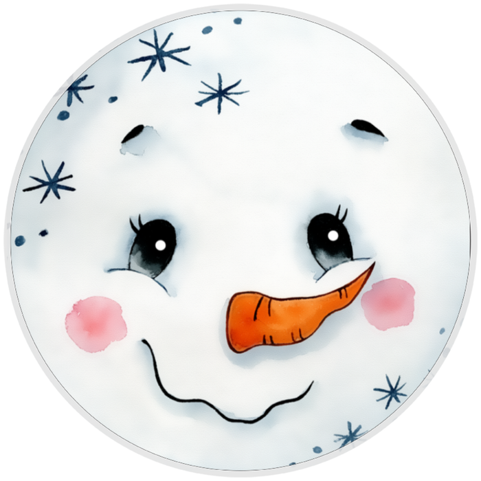 10” Snowman Face Sign, Home Decor, Aluminum, The Ritzy Cactus