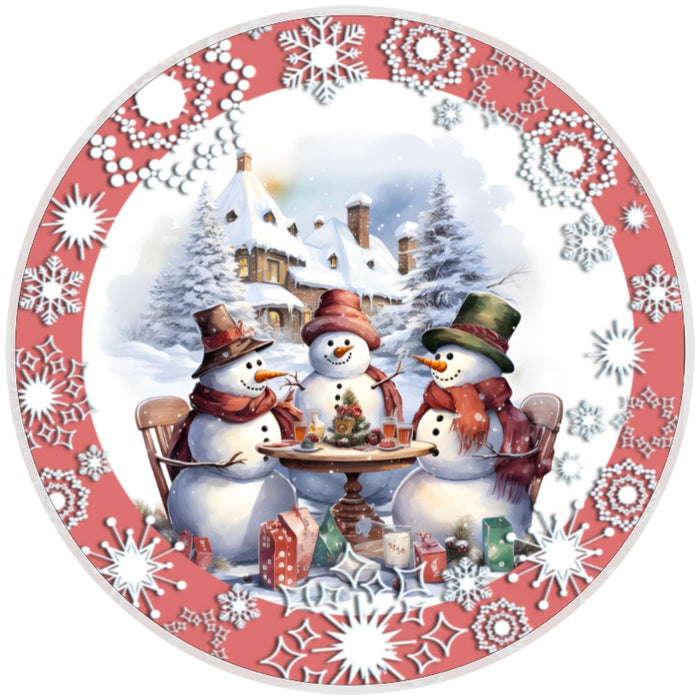 10 Snowman Friends Winter Sign, Metal Wreath Sign, Home Decor