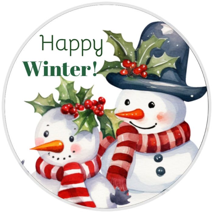 10 Snowman Happy Winter Sign, Wreath Sign, Home Decor