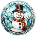 10 Snowman Stained Glass Look Sign, Metal Wreath Sign, Home Decor