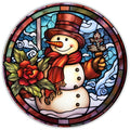 10 Snowman Stained Glass Look Wreath Sign, Metal Wreath Sign, Home Decor