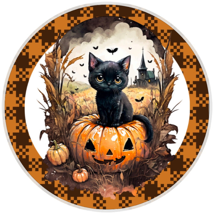 10 Spooky Black Cat Sign, Halloween Wreath Sign, Home Decor