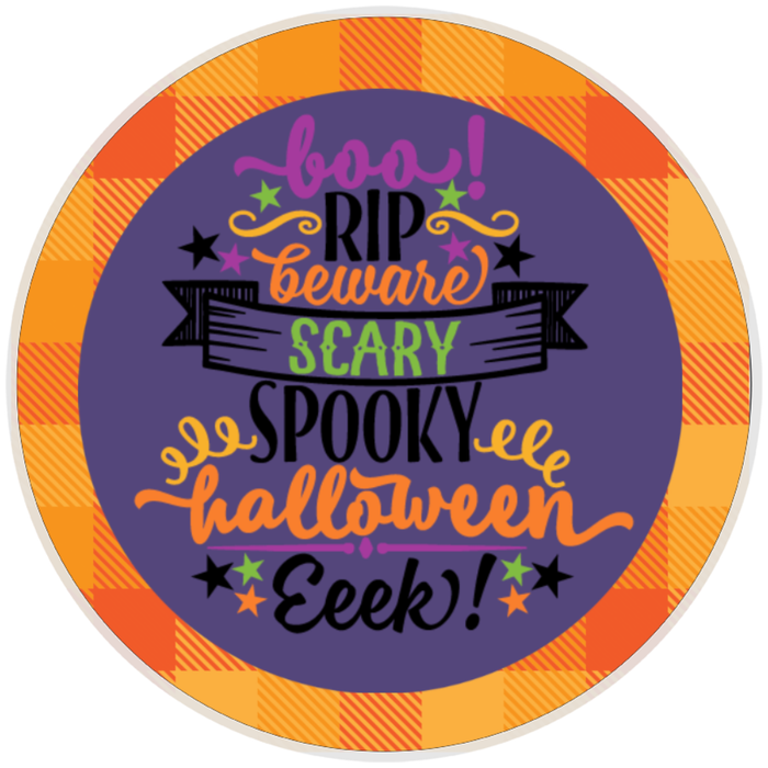 10” Spooky Halloween Wreath Sign, Home Decor, Aluminum, The Ritzy Cactus