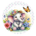 10 Spring Elephant Floral Sign, Wreath Sign, Home Decor