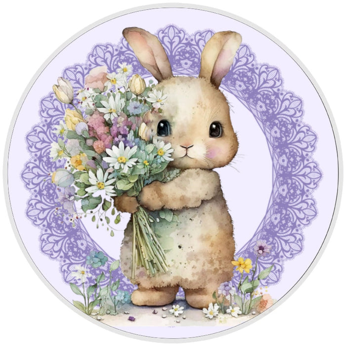 10 Spring Lace Bunny Sign, Metal Wreath Sign, Home Decor