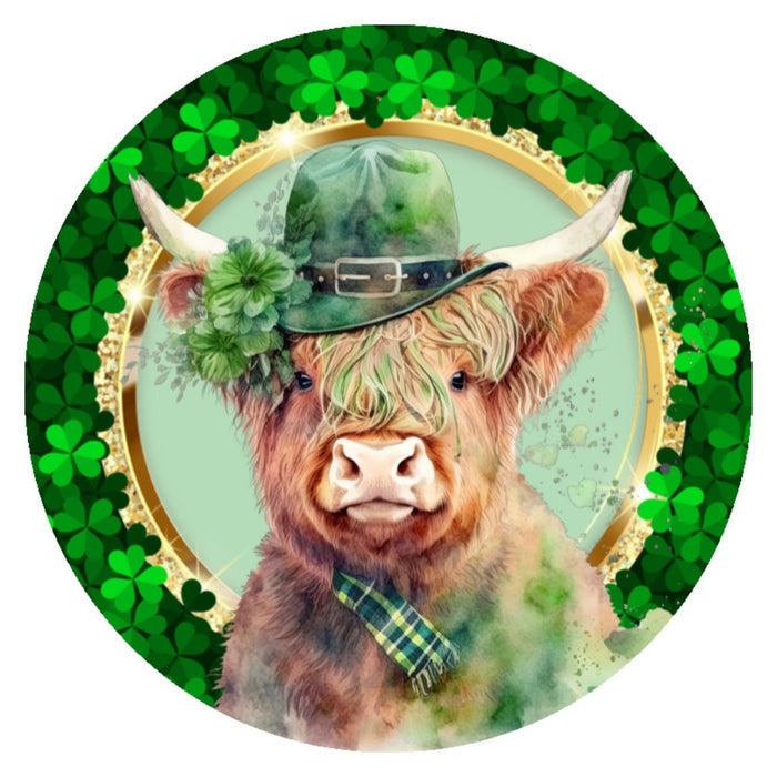 10 St. Patricks Highland Cow Wreath Sign, Wreath Sign, Home Decor, Metal Sign, The Ritzy Cactus