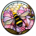 10” Stained Glass Bumble Bee Wreath Sign, Home Decor, Aluminum, The Ritzy Cactus