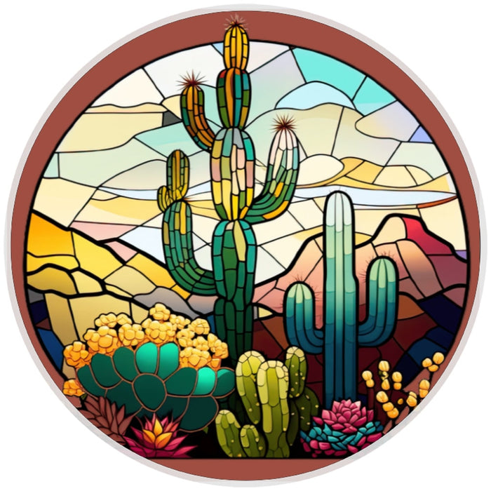 10 Stained Glass Look Cactus Wreath  Sign, Wreath Sign, Home Decor, Metal Sign, The Ritzy Cactus