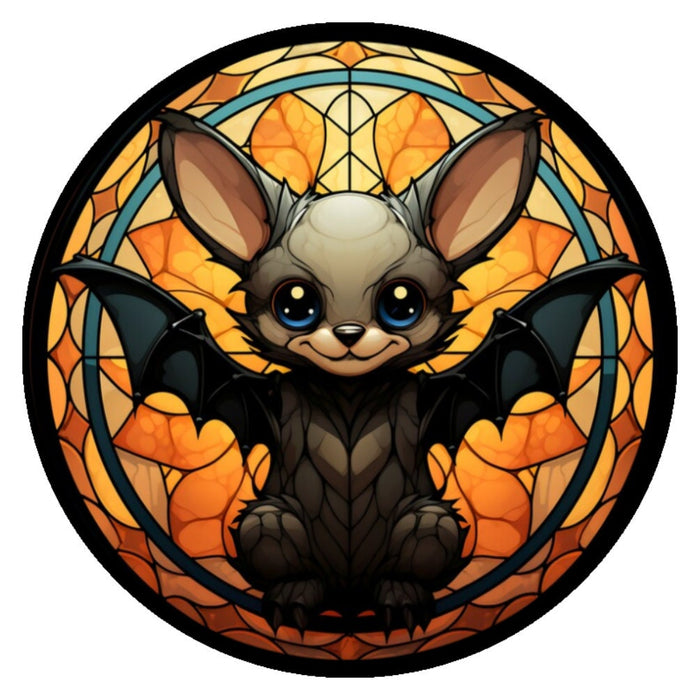 10 “ Stained Glass Look Cute Halloween Bat Sign, Metal Wreath Sign,Home Decor