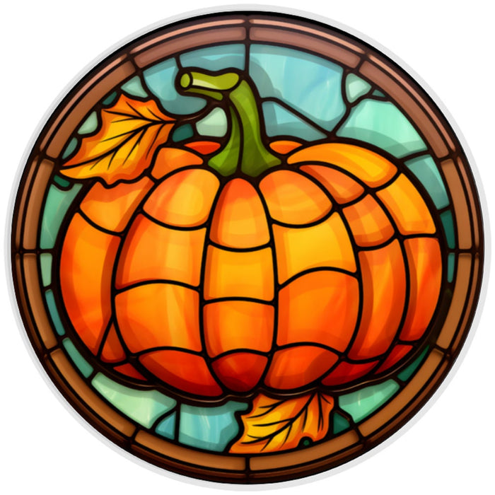 10 Stained Glass Look Fall Pumpkin Sign, Metal Wreath Sign, Home Decor