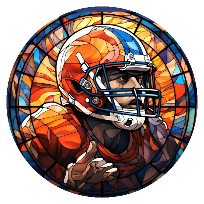 10 “ Stained Glass Look Football Sign, Metal Wreath Sign, Home Decor