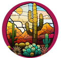 10 Stained Glass Look Fuchsia Cactus Wreath  Sign, Wreath Sign, Home Decor, Metal Sign, The Ritzy Cactus