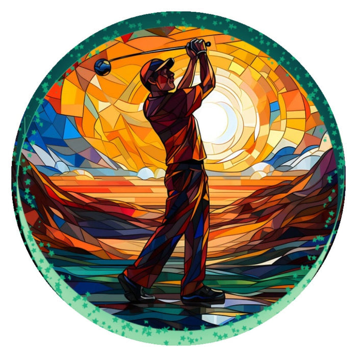 10 “ Stained Glass Look Golf Sign, Metal Wreath Sign, Home Decor